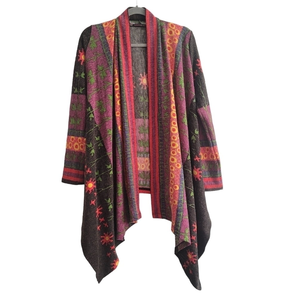 VTG Con Fe Bohemian Acrylic Blend Cardigan Sweater Open Front